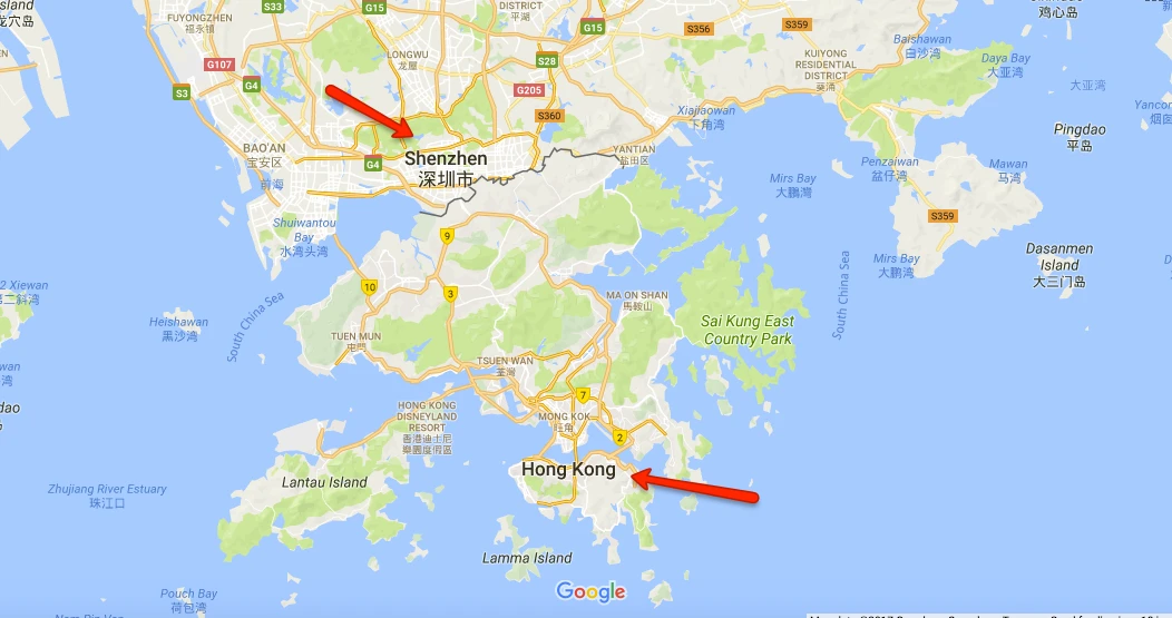 Hong Kong Shenzhen border map